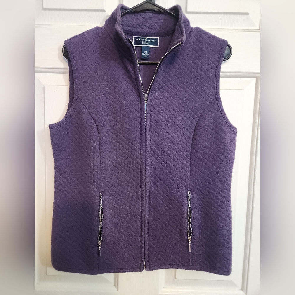 Karen Scott Women's Deep Purple Quilted Vest